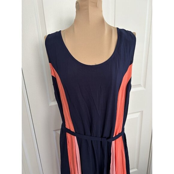 Jessica London Navy Sunset Color Block Tank Maxi Dress Size 14W - Picture 3 of 12